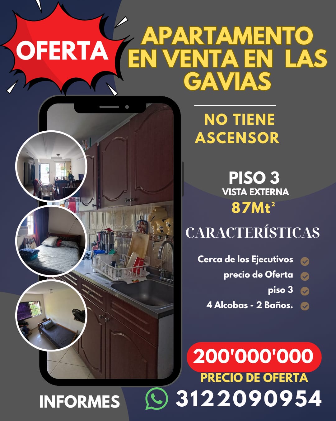 APARTAMENTO EN VENTA EN LAS GAVIAS PISO 3 SIN ASCENSOR
